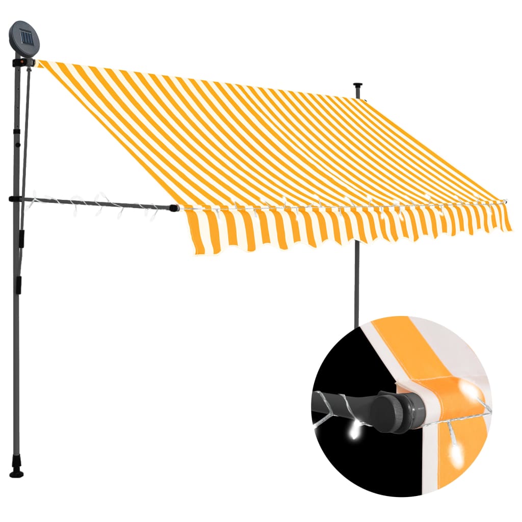 Manual Retractable Awning With Led And Blue Yellow 148080