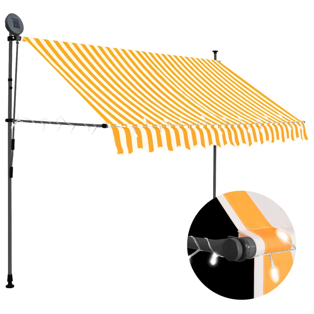 Manual Retractable Awning With Led And Blue Yellow 148080