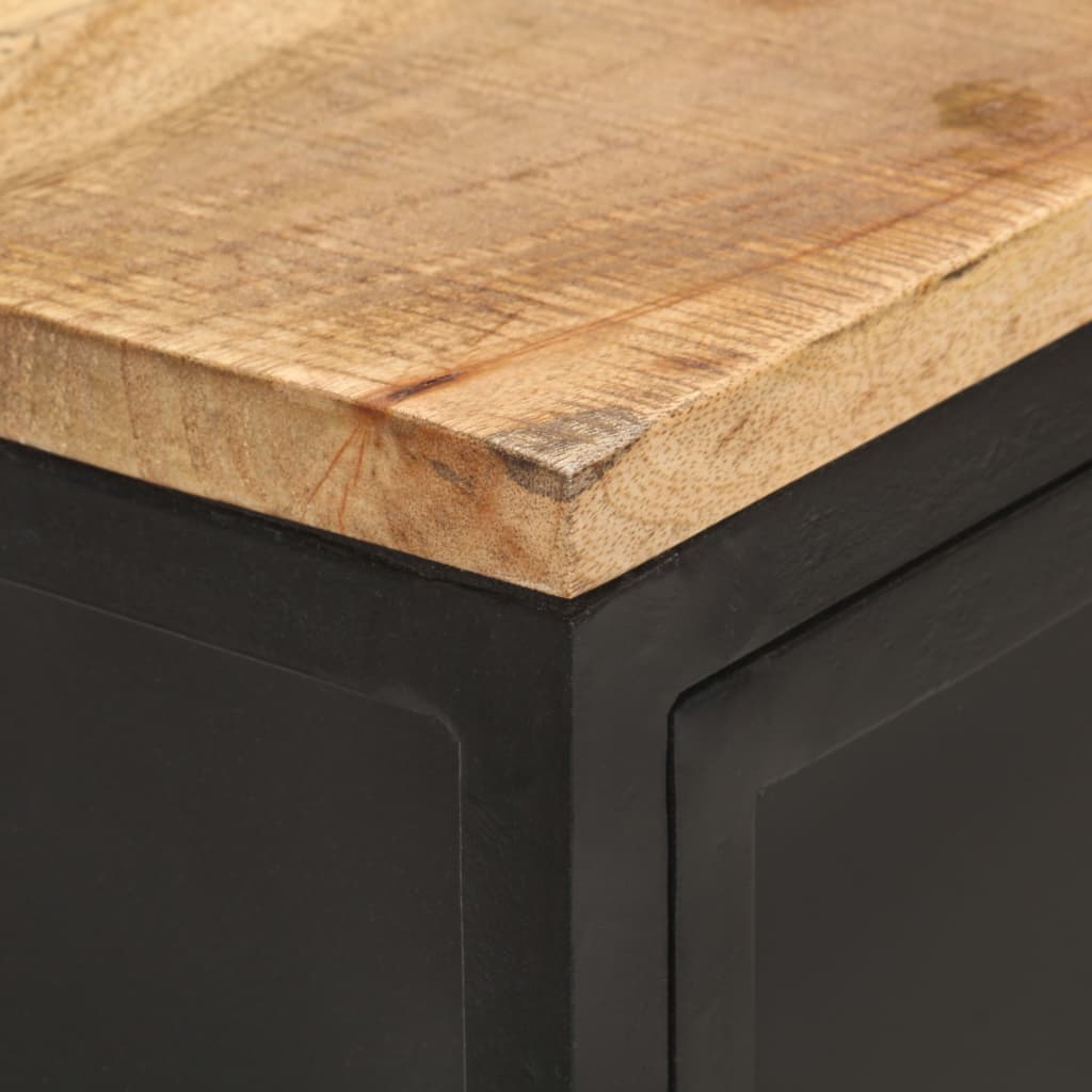 Sideboard Solid Rough Mango Wood Black 323138