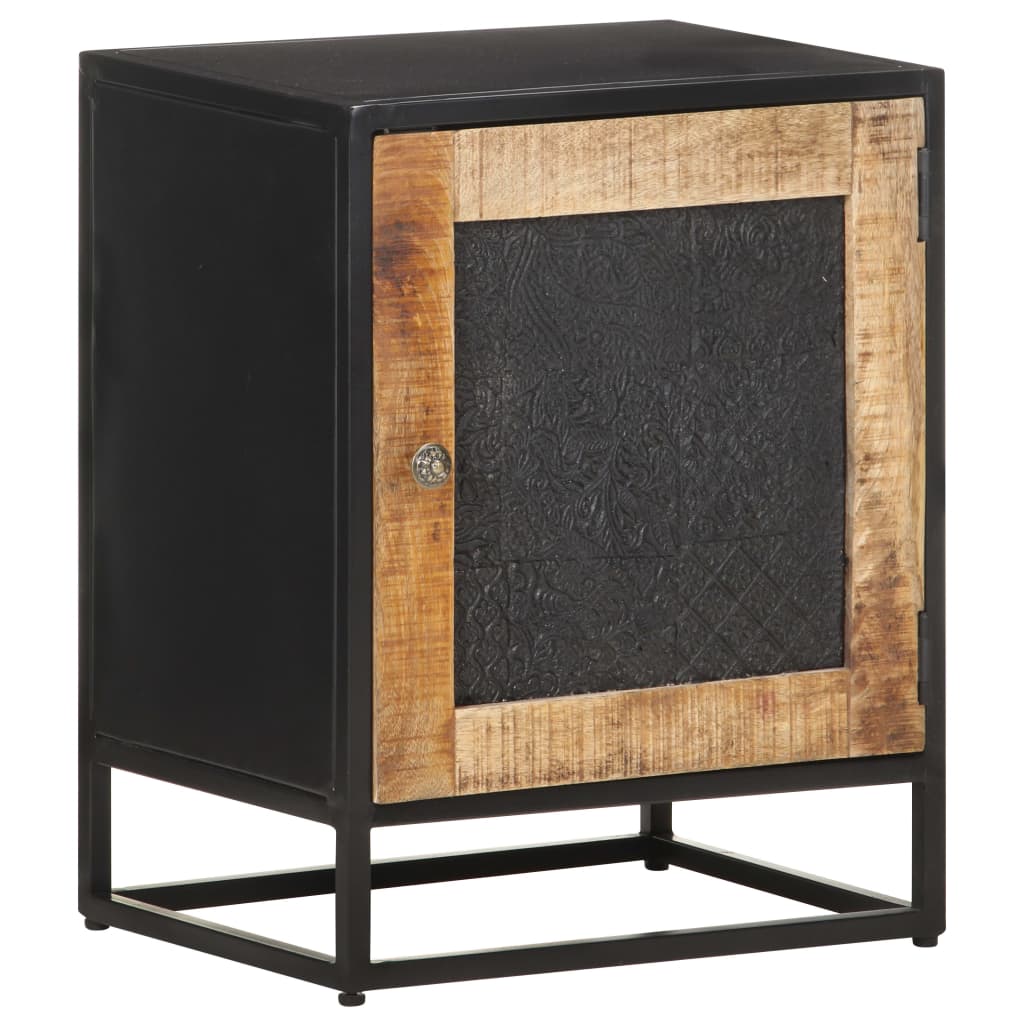 Bedside Cabinet Rough Mango Wood And Natural Cane Br 323140