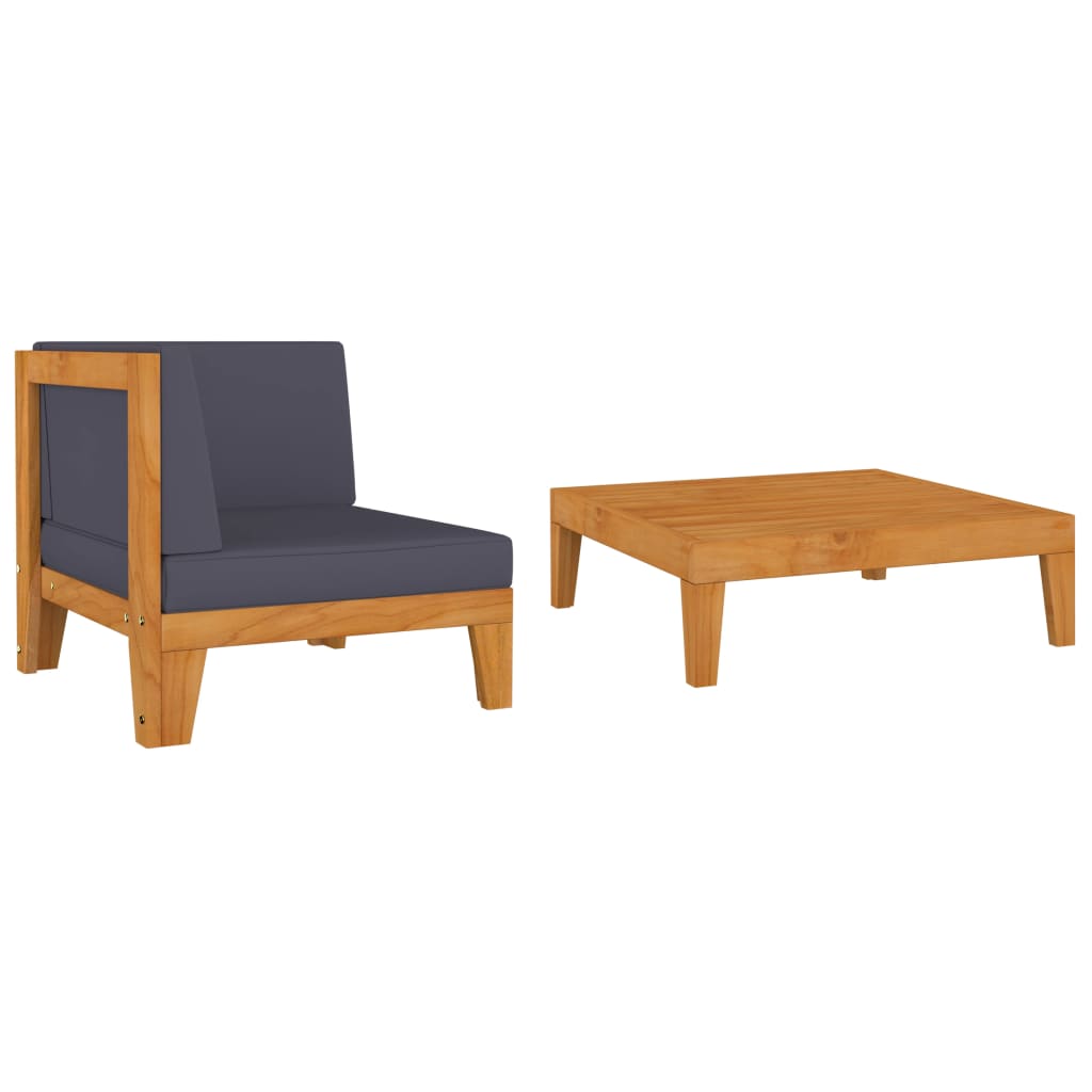 Patio Lounge Set With Cushions Solid Acacia Wood Bro 312146