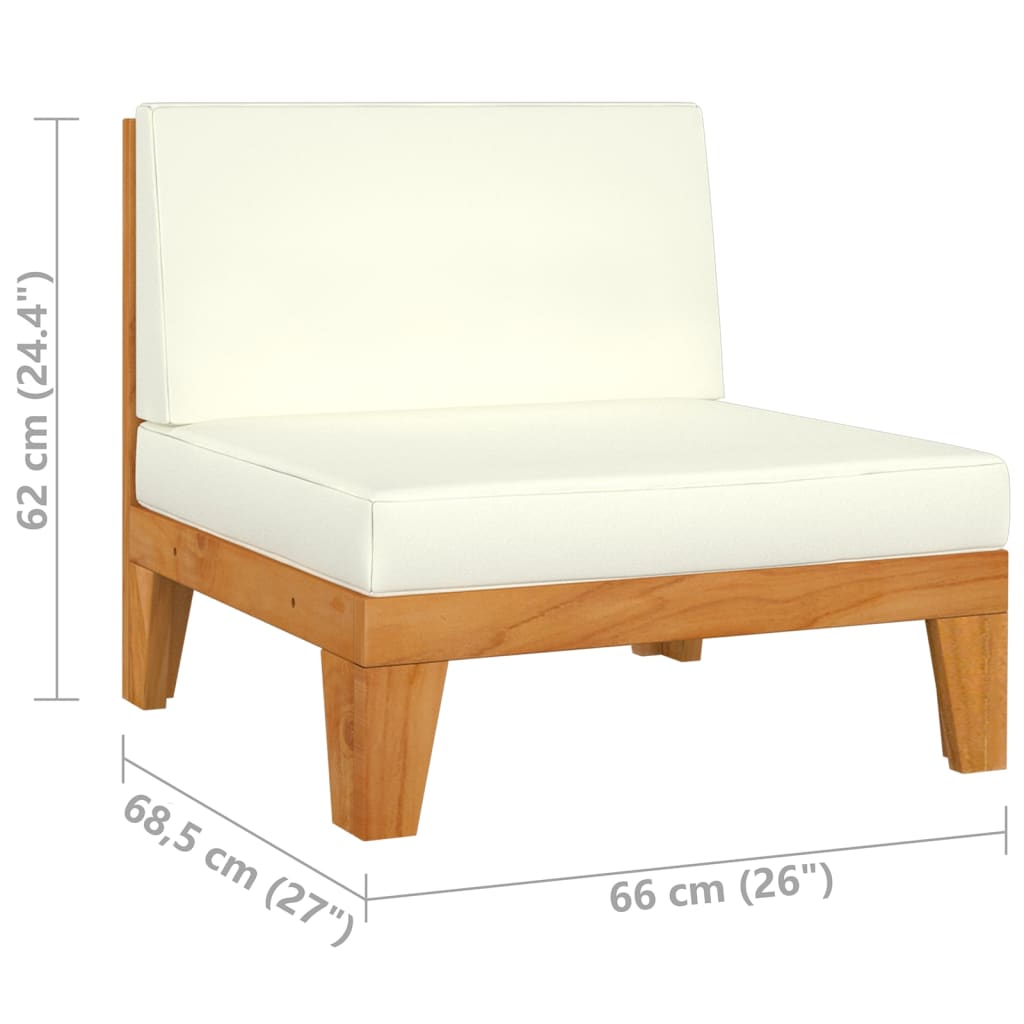 Sectional Middle Sofa Cream White Cushions Solid Aca 312150