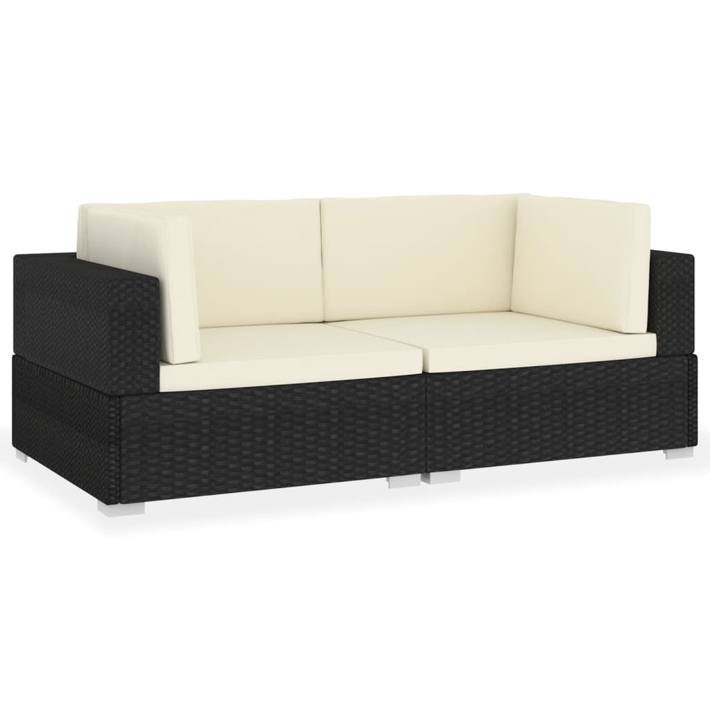 Patio Sofa Set With Cushions Poly Rattan Black 313725