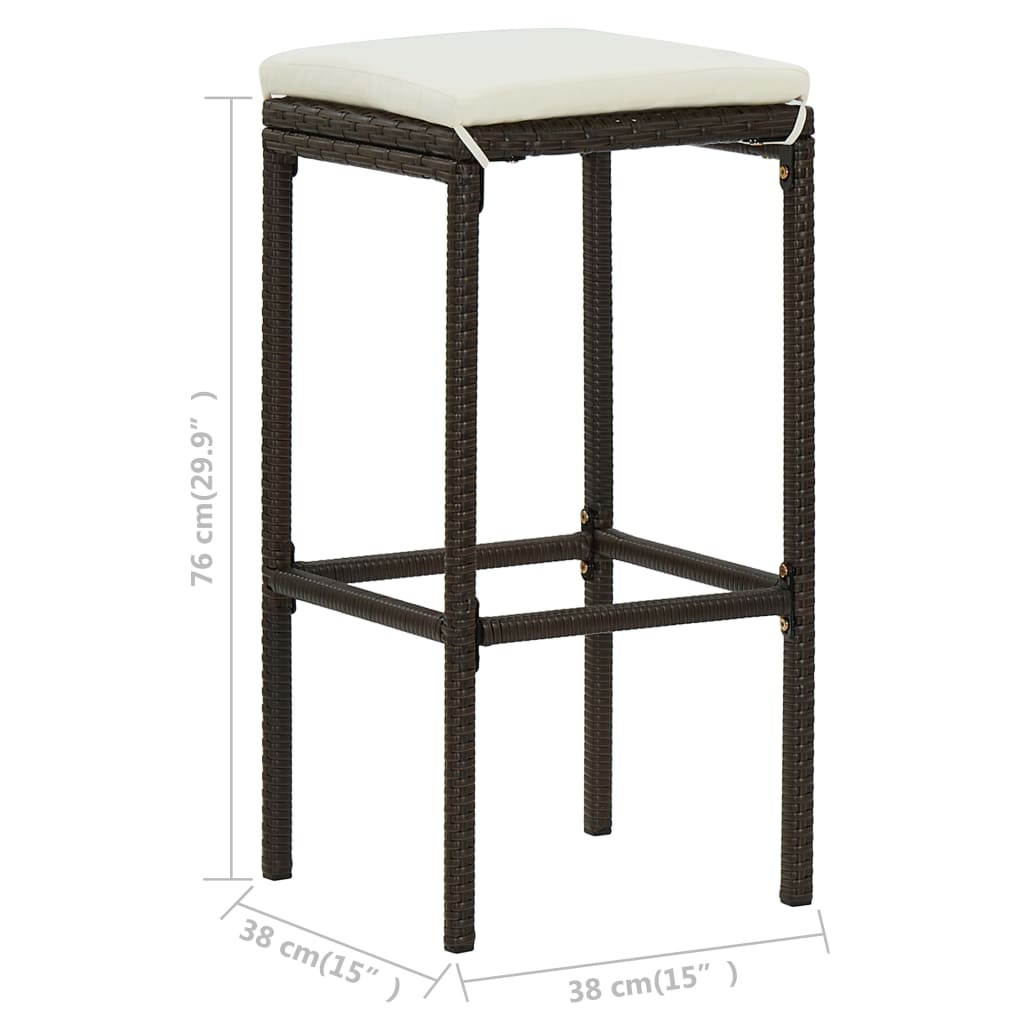 Bar Stools With Cushions Poly Rattan Black 313440