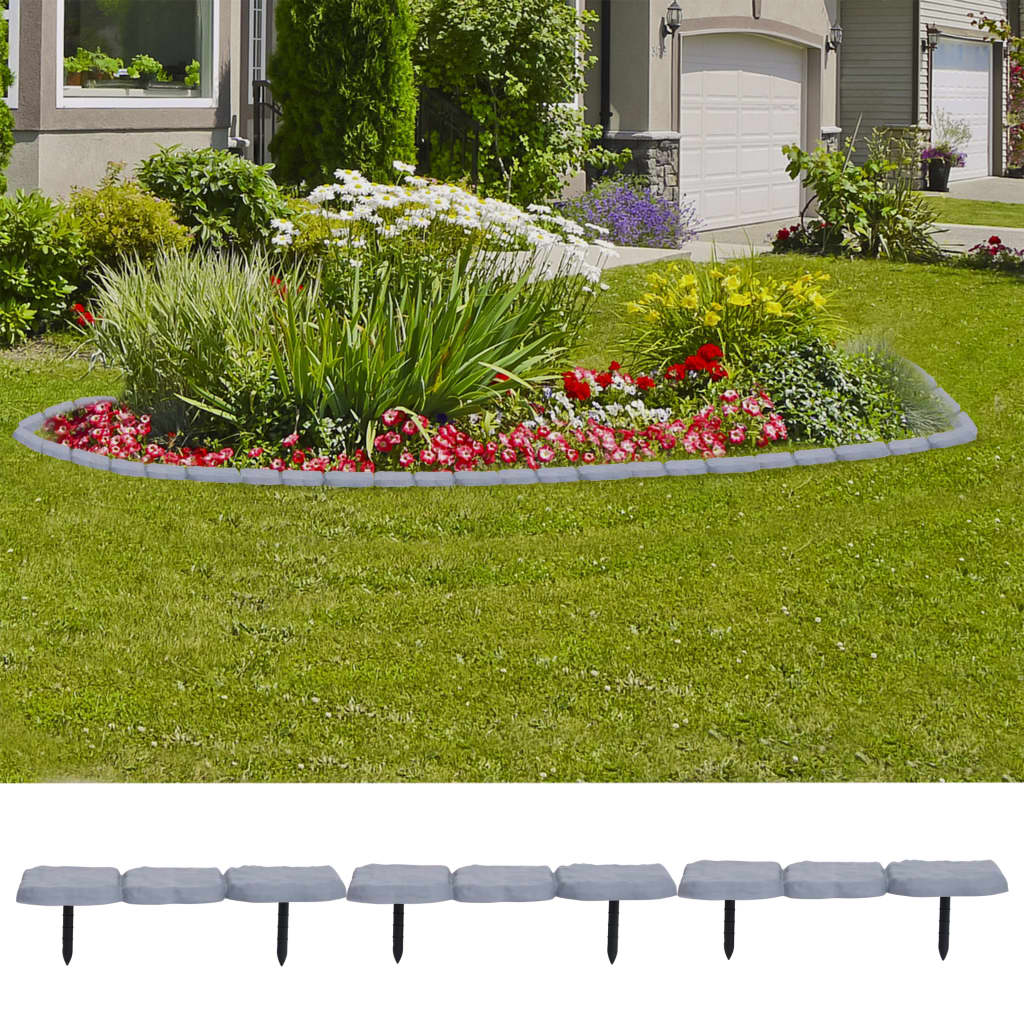 Lawn Edging With Stakes Pp Grey 314675