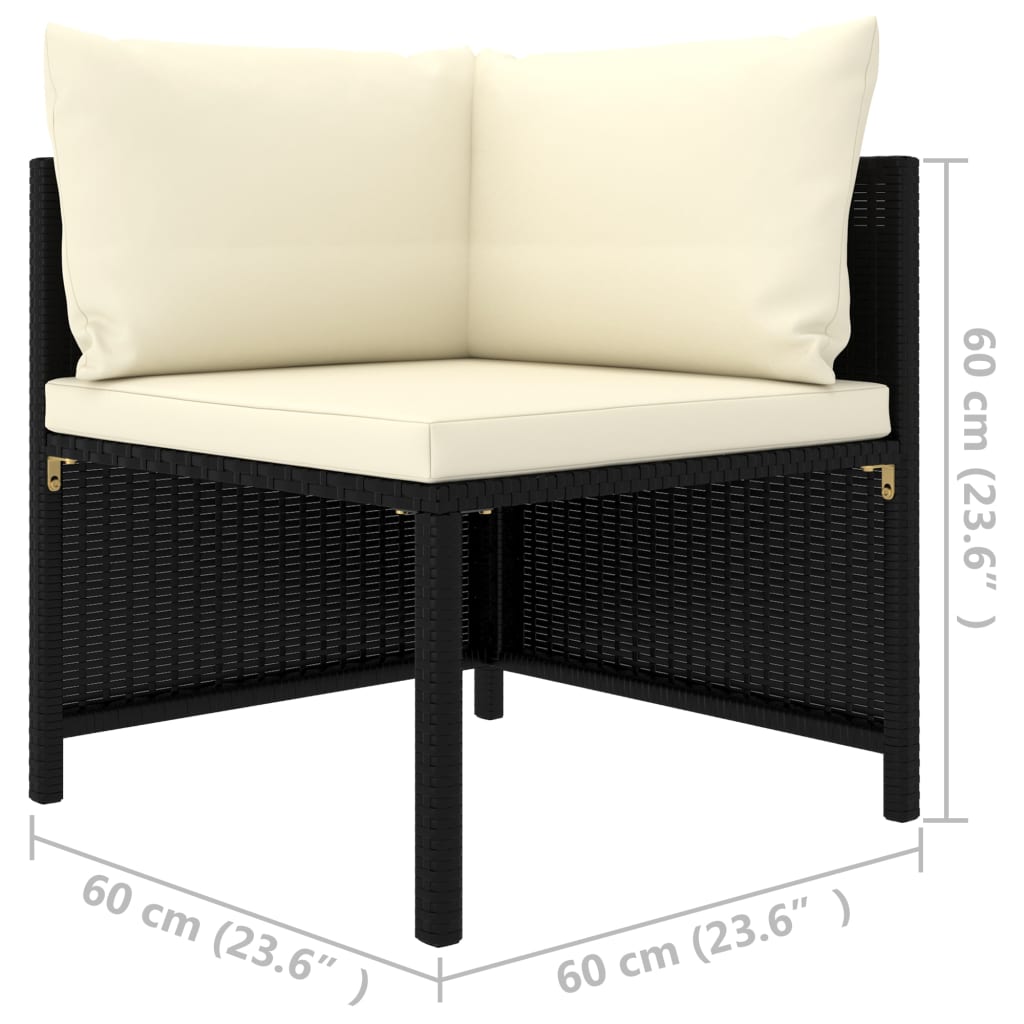 Sectional Corner Sofa With Cushions Poly Rattan Blac 313507