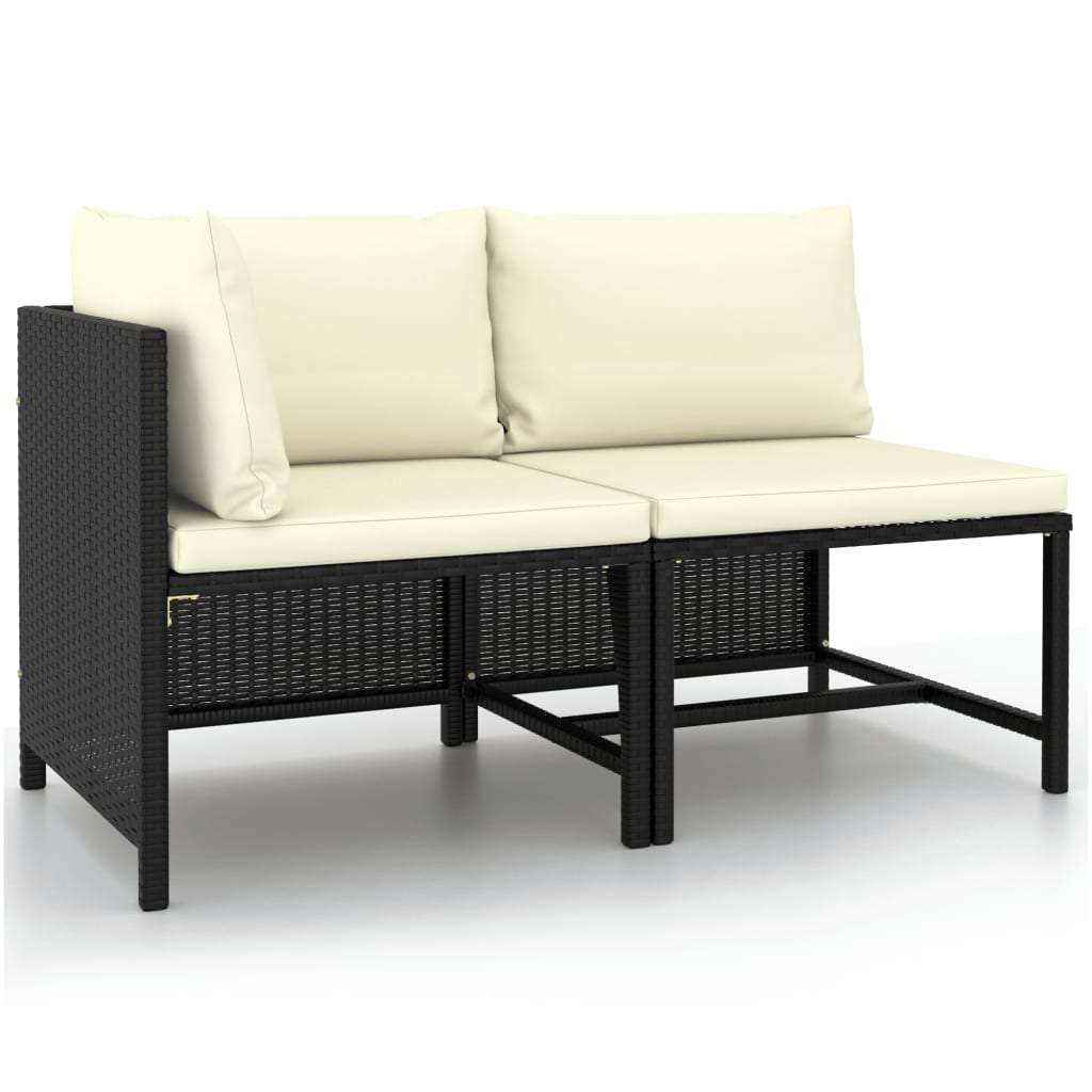 Patio Sofa Set With Cushions Poly Rattan Black 313520