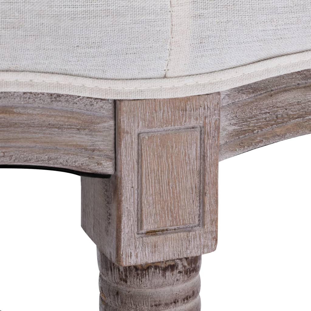 Bench Cream Linen And Solid Wood White 325591