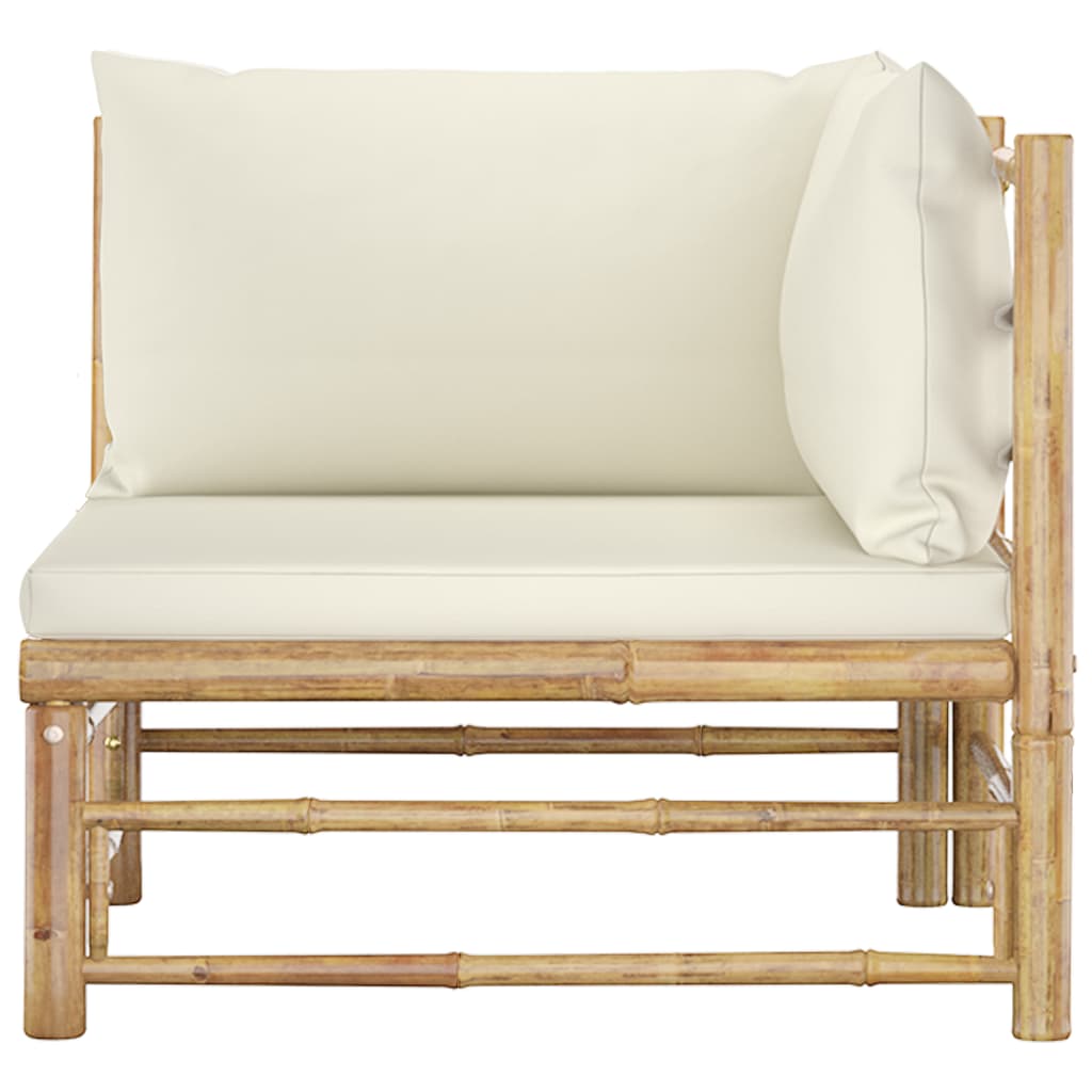 Patio Lounge Set With Cream White Cushions Bamboo Br 313142