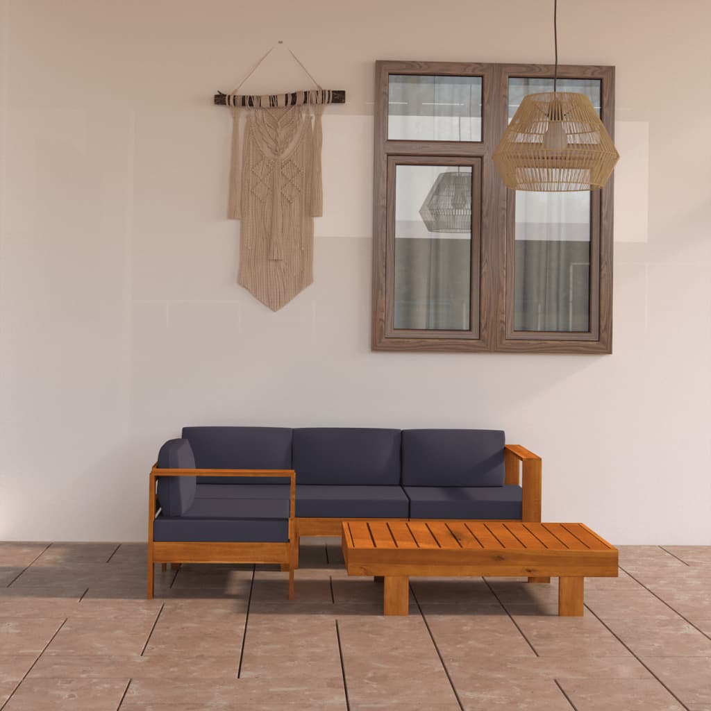 Patio Lounge Set With Dark Gray Cushions Acacia Wood 3057950