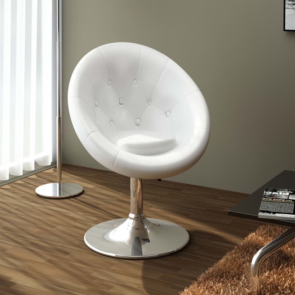 Bar Stool Faux Leather White 325689