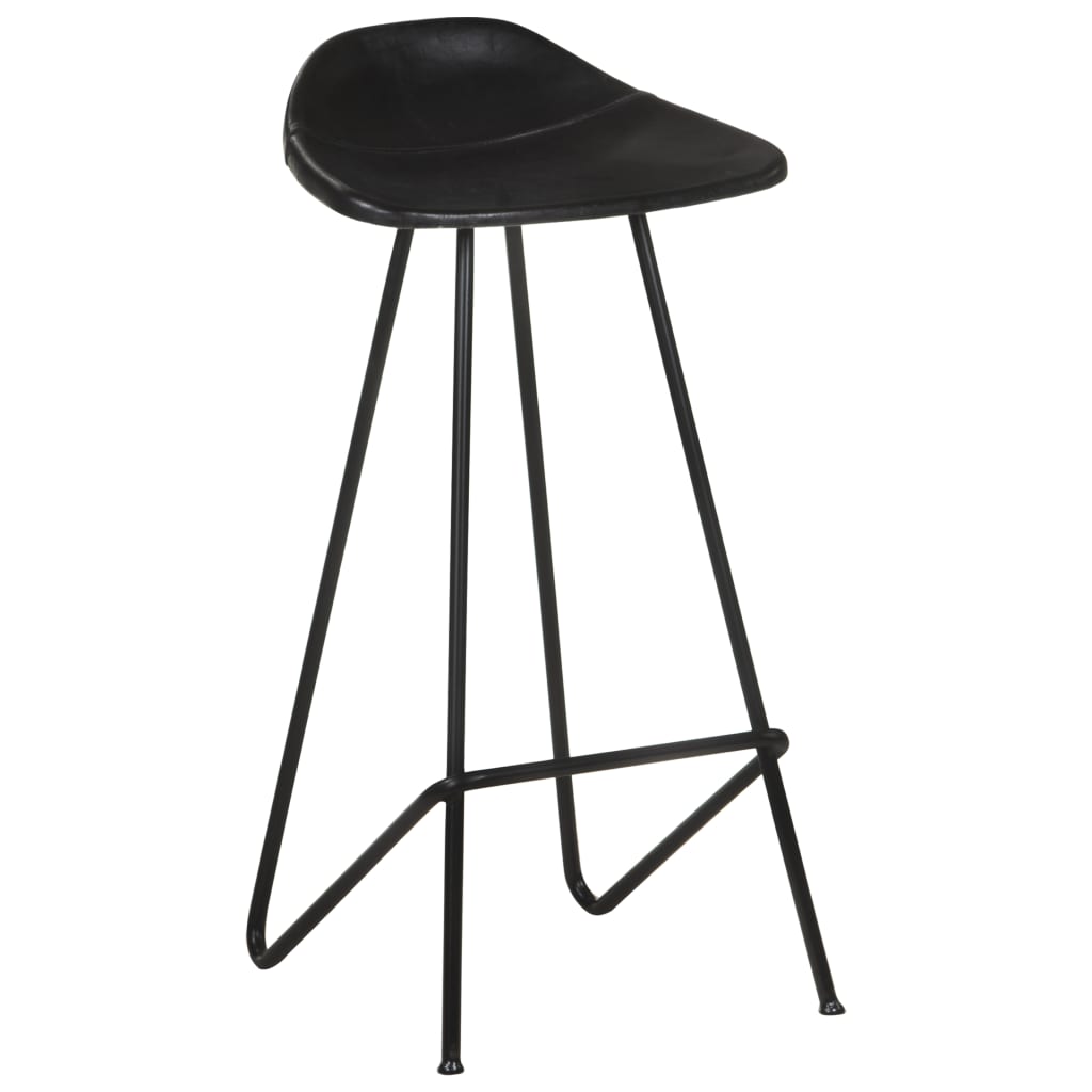 Bar Stools Real Leather Black 320641