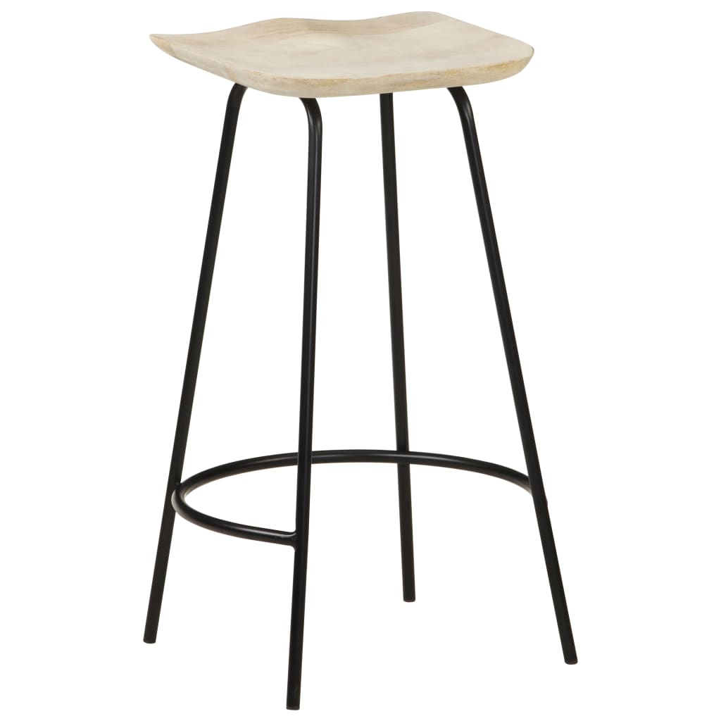 Bar Stools Real Leather Black 320641