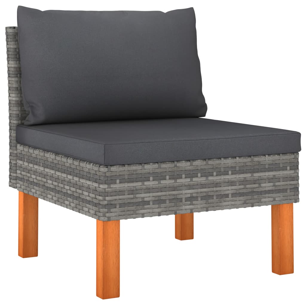 Footstool Poly Rattan And Solid Eucalyptus Wood Grey 315752