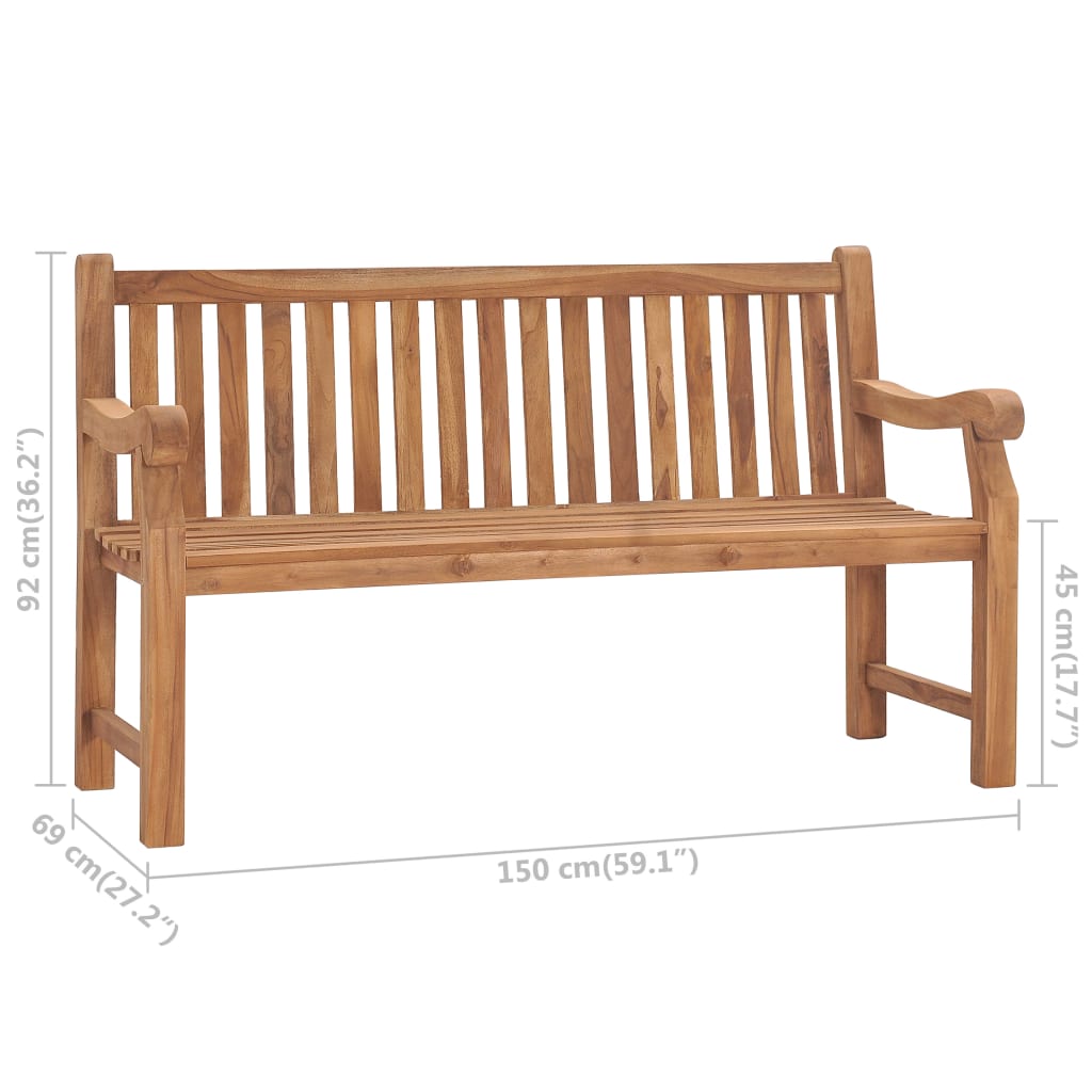 Patio Bench Solid Teak Wood Grey 315622