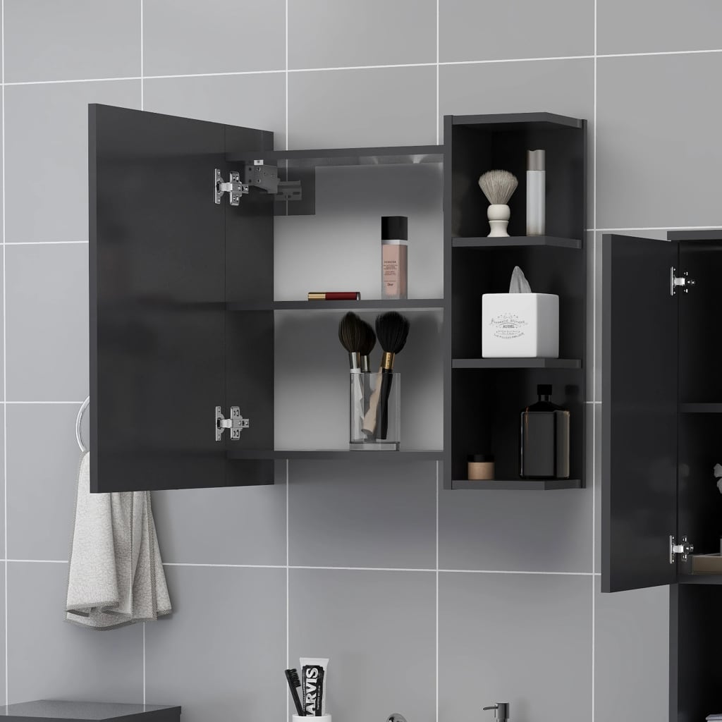 Bathroom Mirror Cabinet Gray Grey 803310