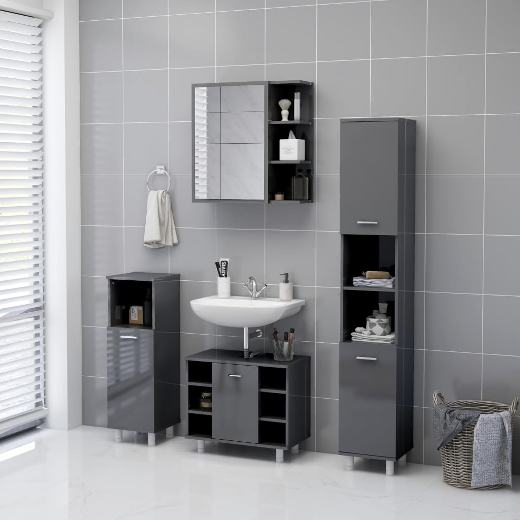 Bathroom Mirror Cabinet Gray Grey 803310