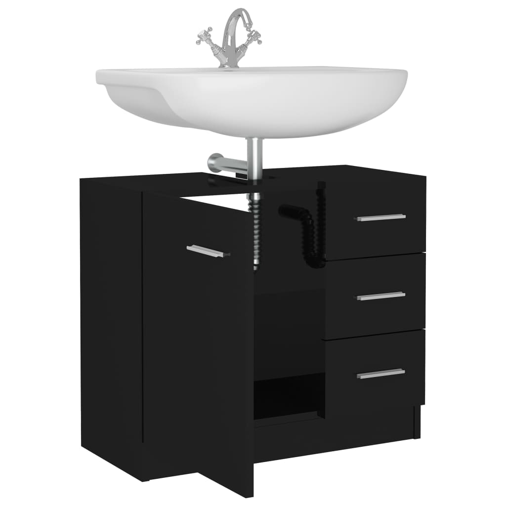 Sink Cabinet High Gloss Black 804191