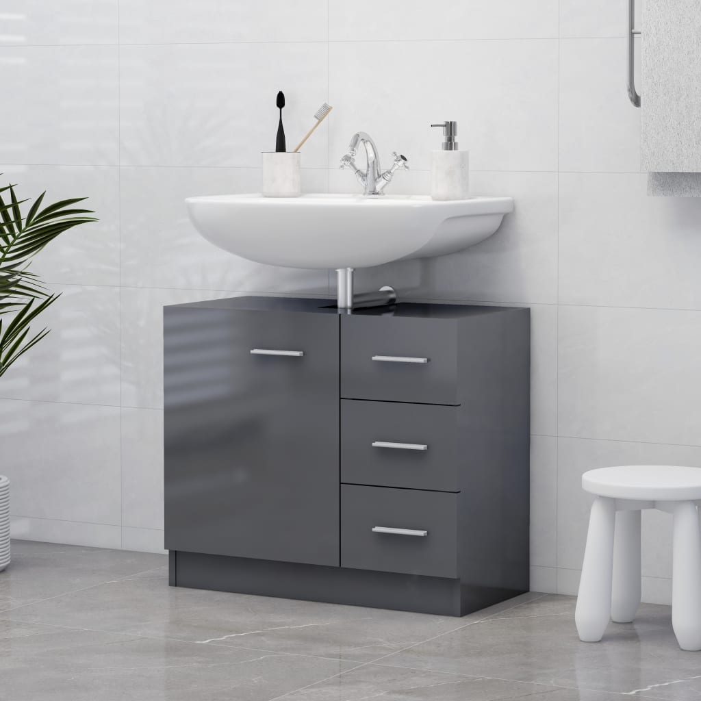 Sink Cabinet High Gloss Black 804191