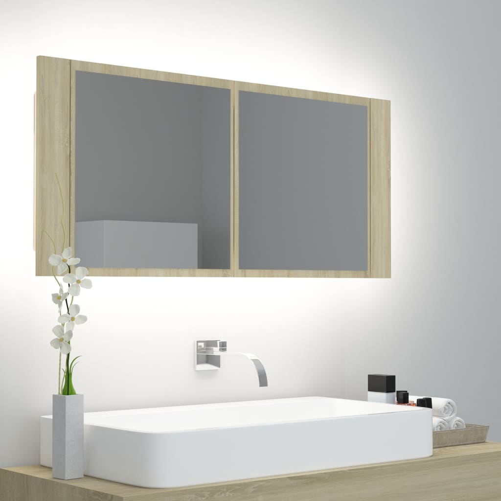 Led Bathroom Mirror Cabinet White 804980