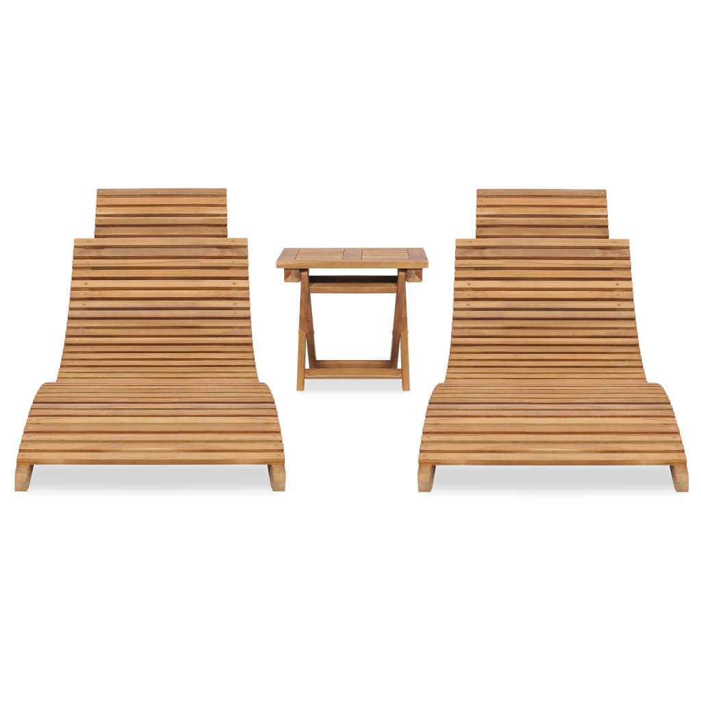 Folding Patio Lounge Set Solid Teak Wood Brown 3059960