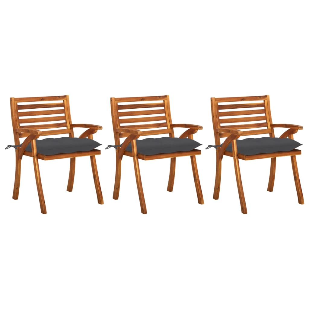 Patio Dining Chairs With Cushions Solid Acacia Wood 3060825