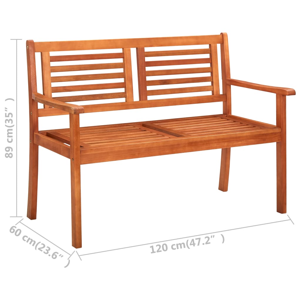 Seater Patio Bench With Cushion Solid Eucalyptus Woo 3060990