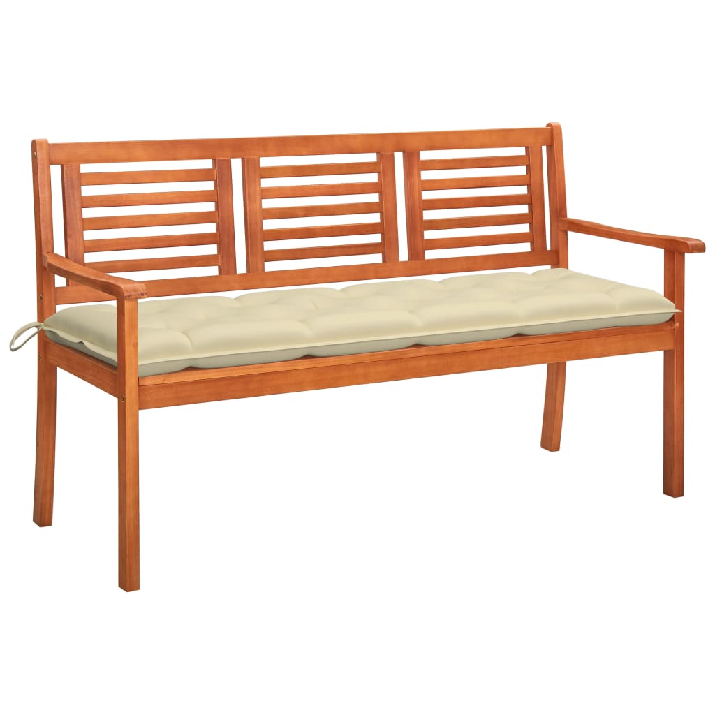 Seater Patio Bench With Cushion Solid Eucalyptus Woo 3061011