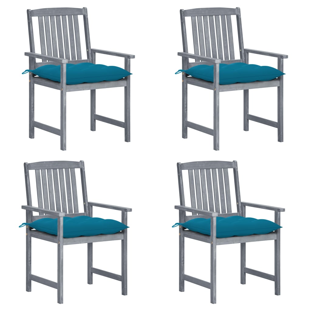Directors Chairs With Cushions Gray Solid Acacia Woo 3061260
