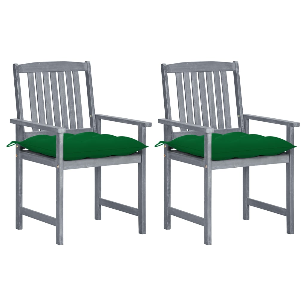 Directors Chairs With Cushions Gray Solid Acacia Woo 3061260