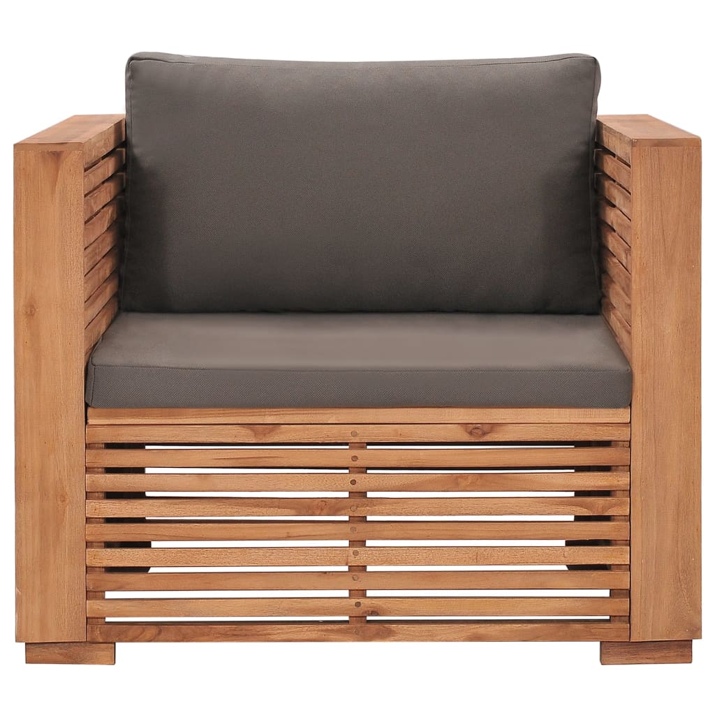 Patio Sofa Chair With Dark Gray Cushions Solid Teak 316040