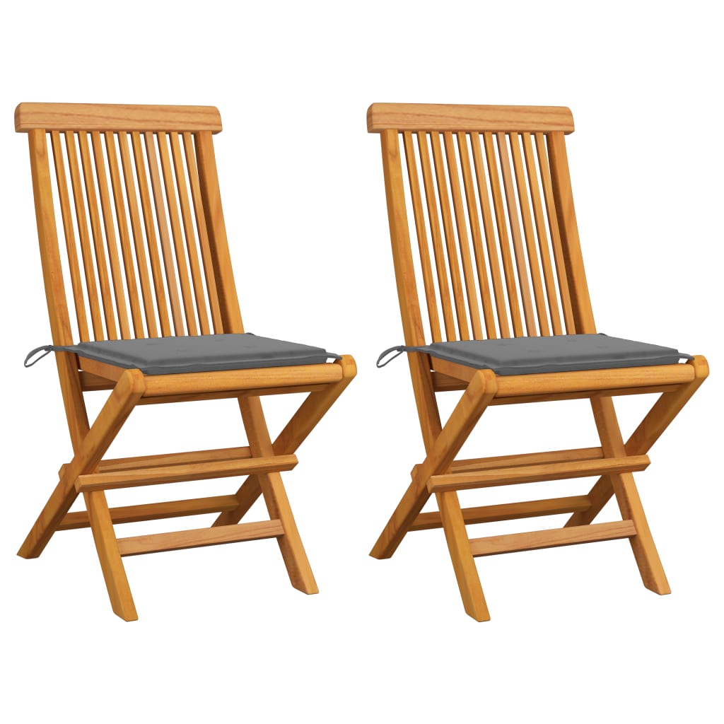Patio Chairs With Cushions Solid Teak Wood Anthracit 3062460