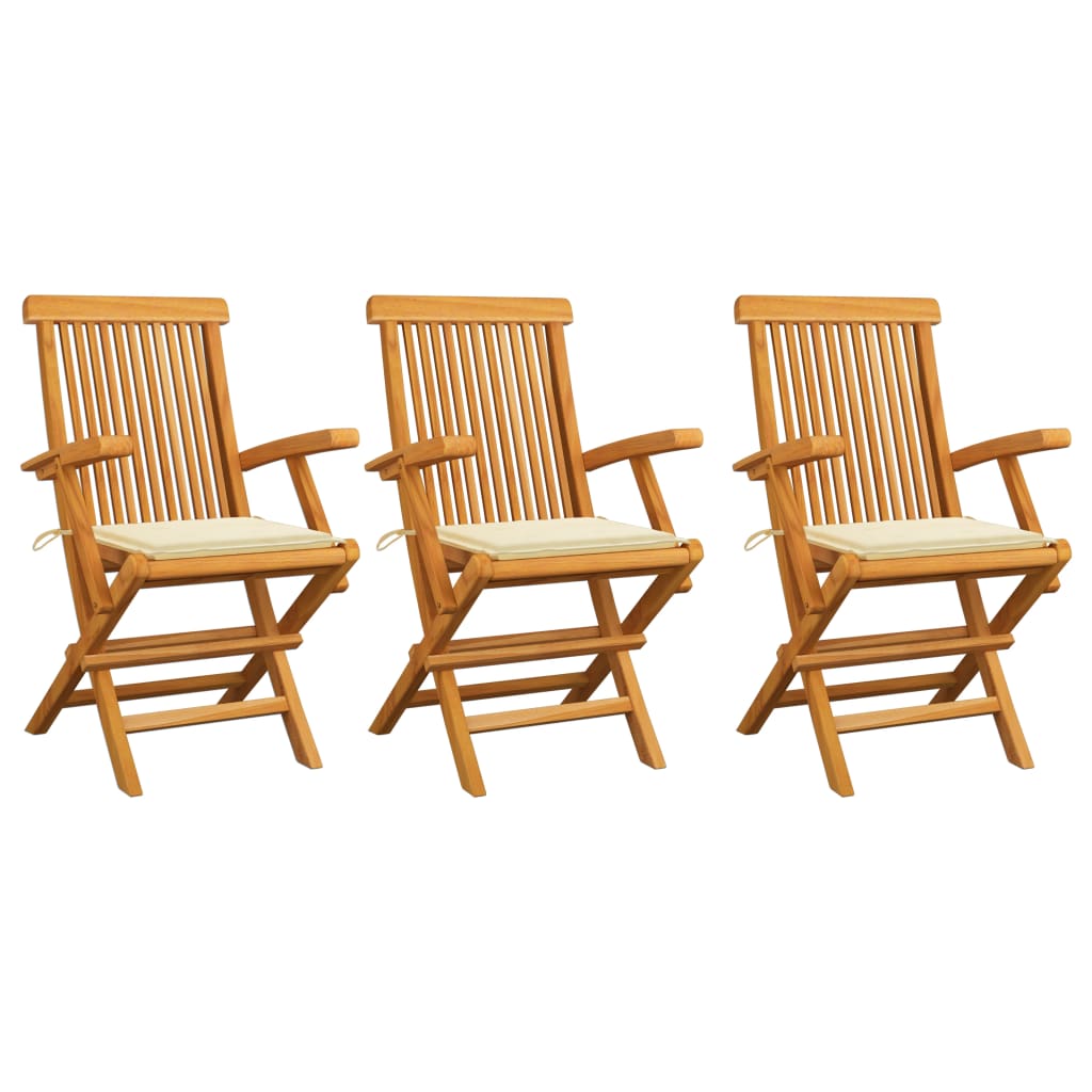 Patio Chairs With Cushions Solid Teak Wood Taupe 3062510