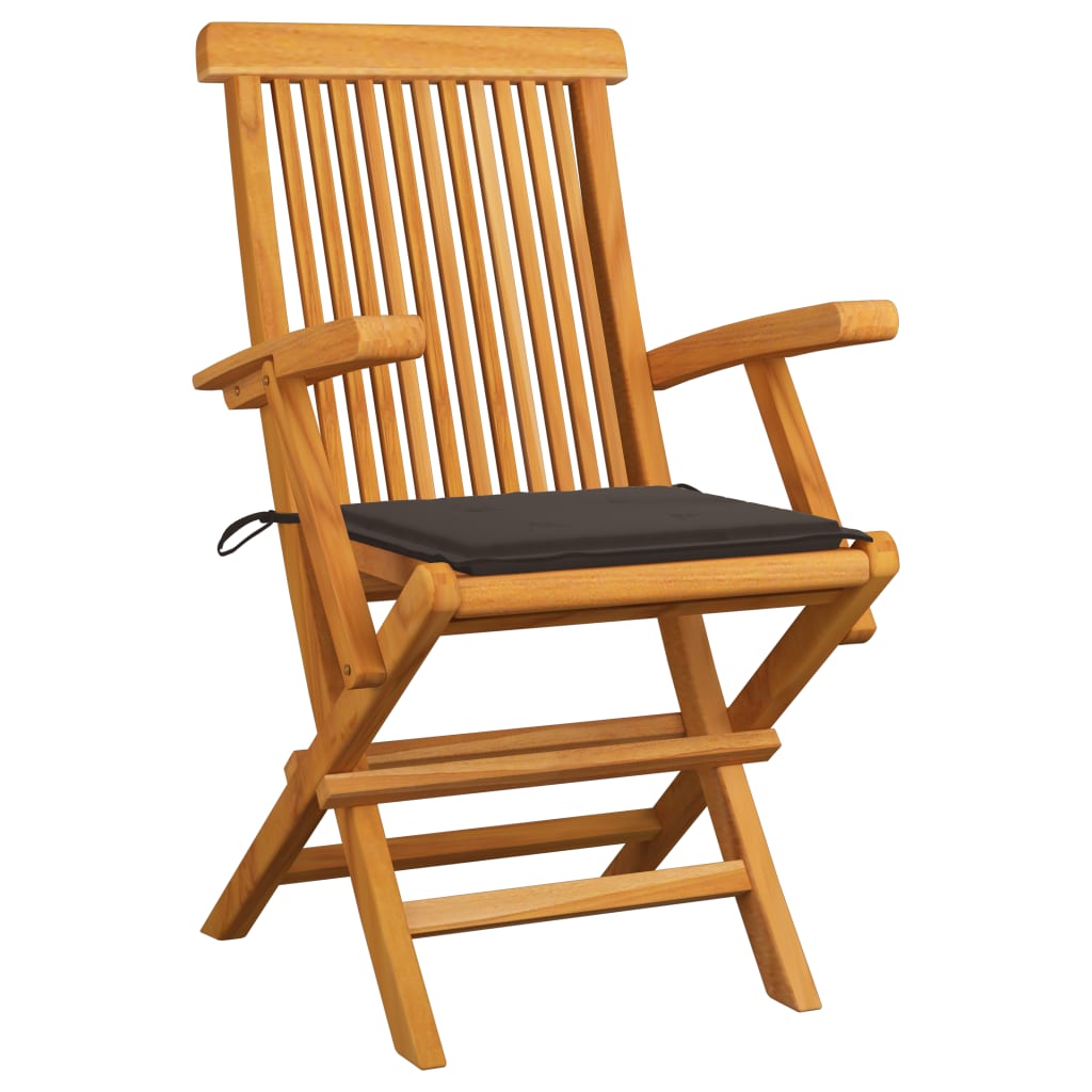 Patio Chairs With Cushions Solid Teak Wood Taupe 3062522