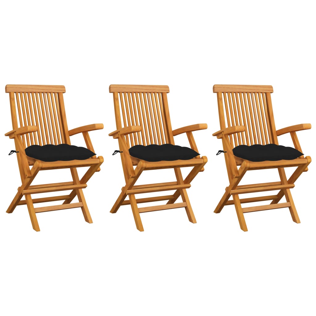 Patio Chairs With Gray Cushions Solid Teak Wood Grey 3062530
