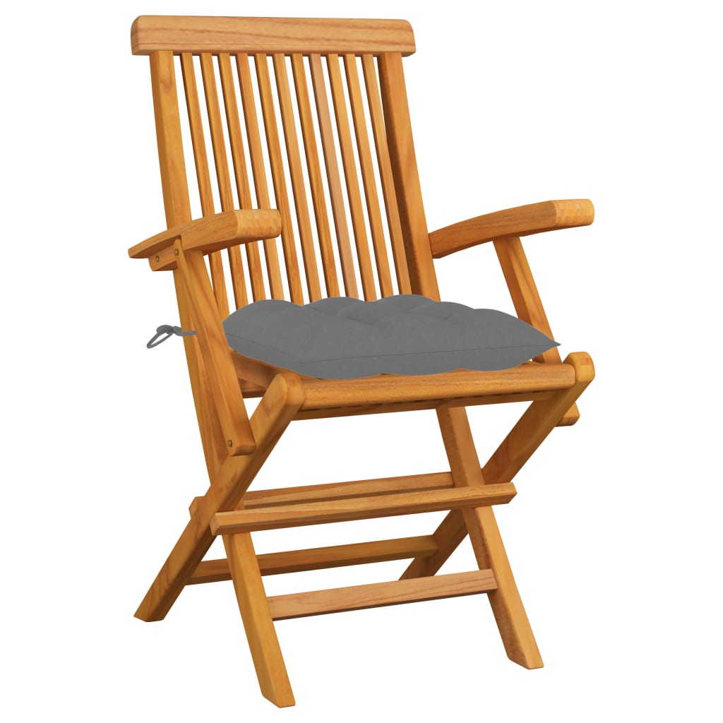 Patio Chairs With Cushions Solid Teak Wood Anthracit 3062556