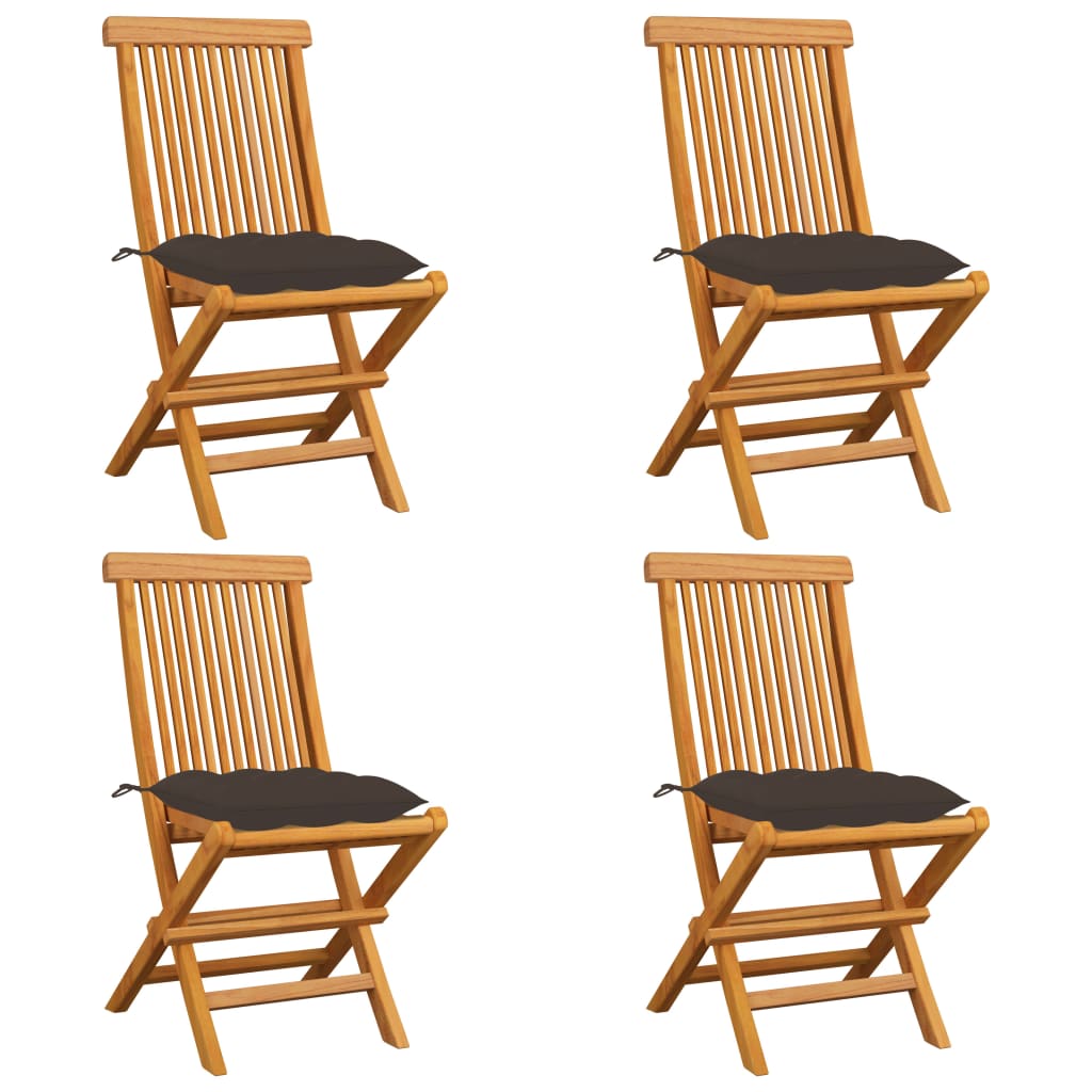 Patio Chairs With Cushions Solid Teak Wood Black 3062590