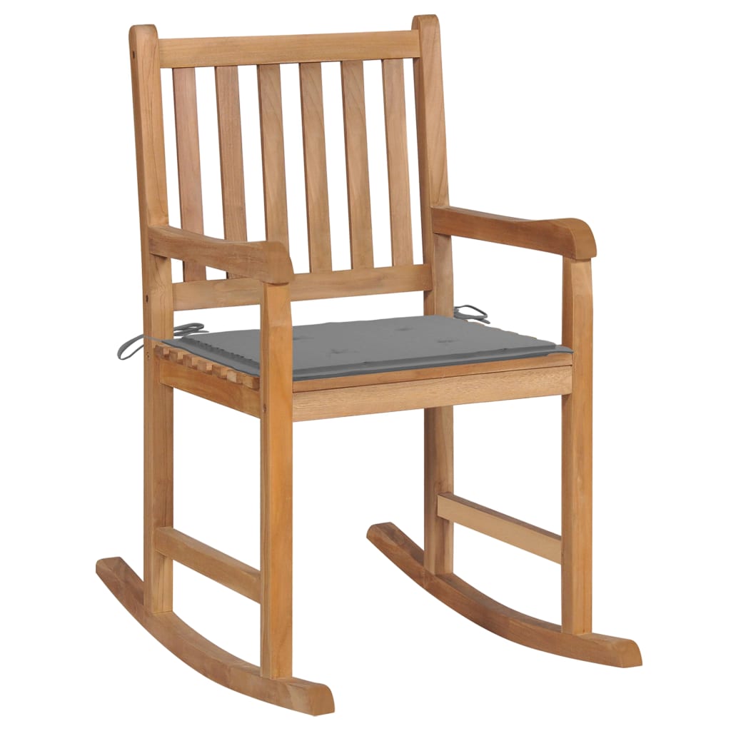 Rocking Chair With Cushion Solid Teak Wood Anthracit 3062757
