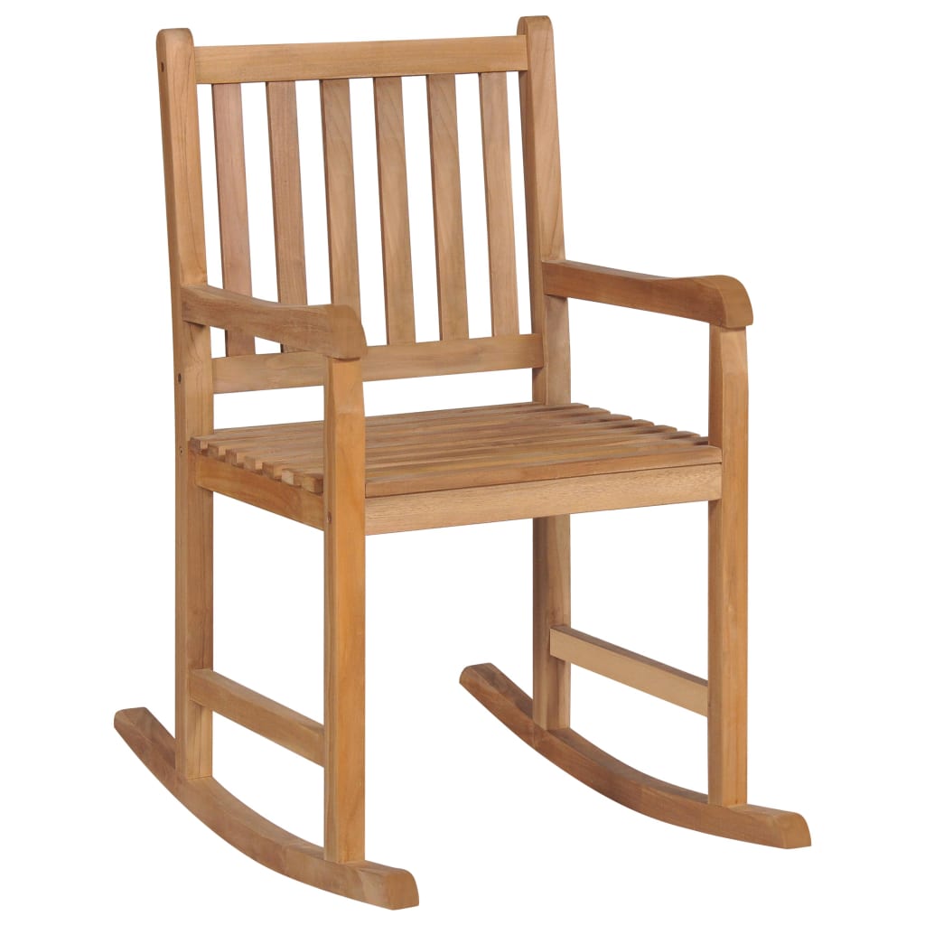 Rocking Chair With Beige Cushion Solid Teak Wood Yel 3062760