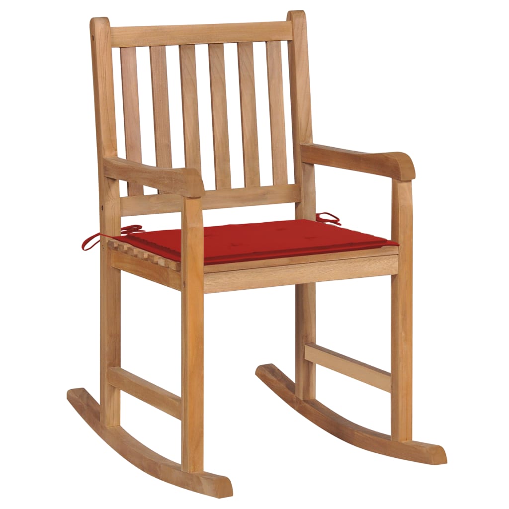 Rocking Chair With Beige Cushion Solid Teak Wood Yel 3062760