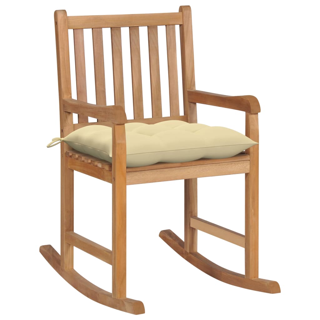 Rocking Chair With Cushion Solid Teak Wood Anthracit 3062772