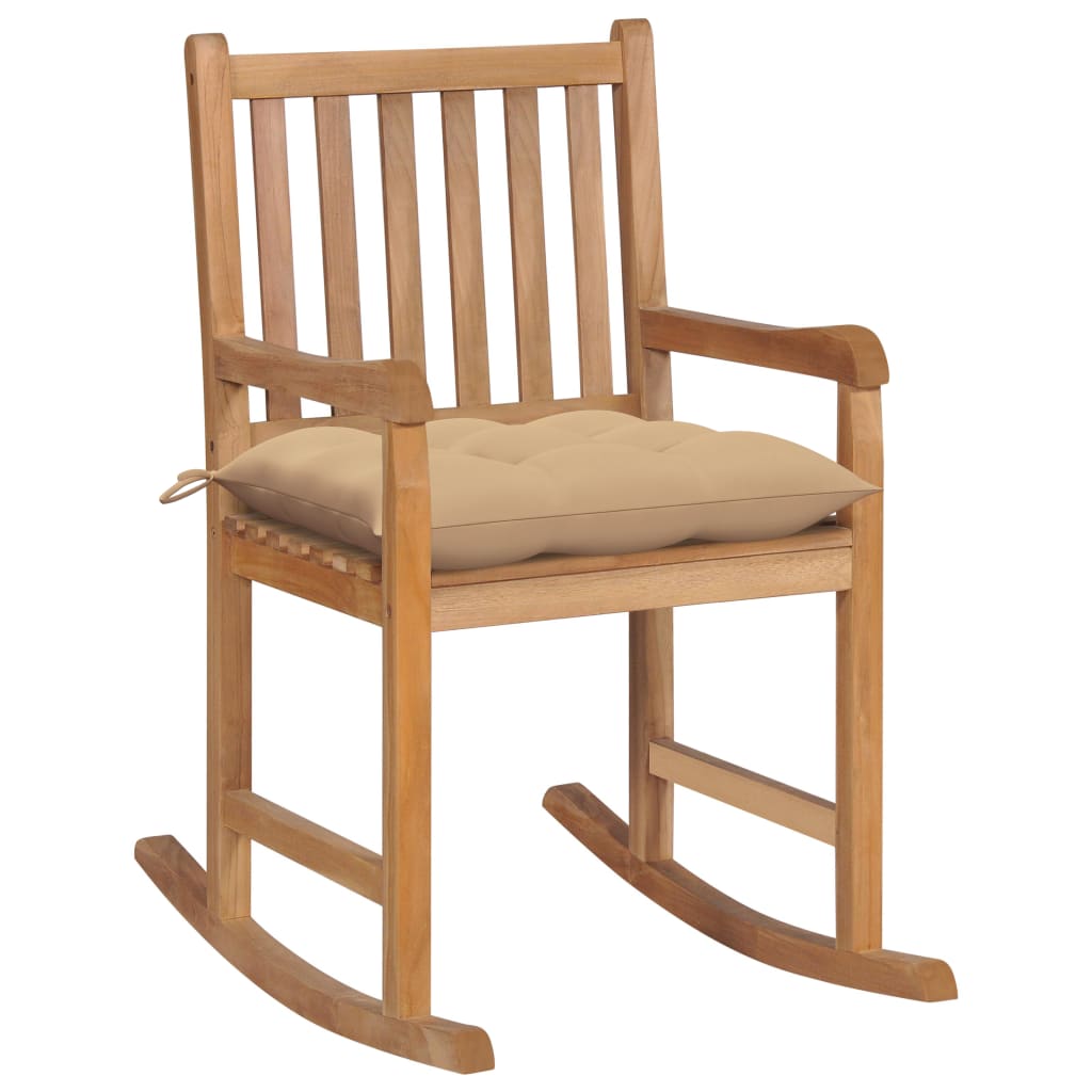 Rocking Chair With Cushion Solid Teak Wood Anthracit 3062772