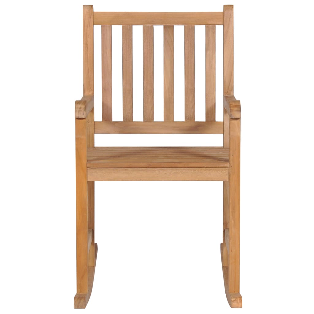 Rocking Chair With Taupe Cushion Solid Teak Wood Bro 3062780