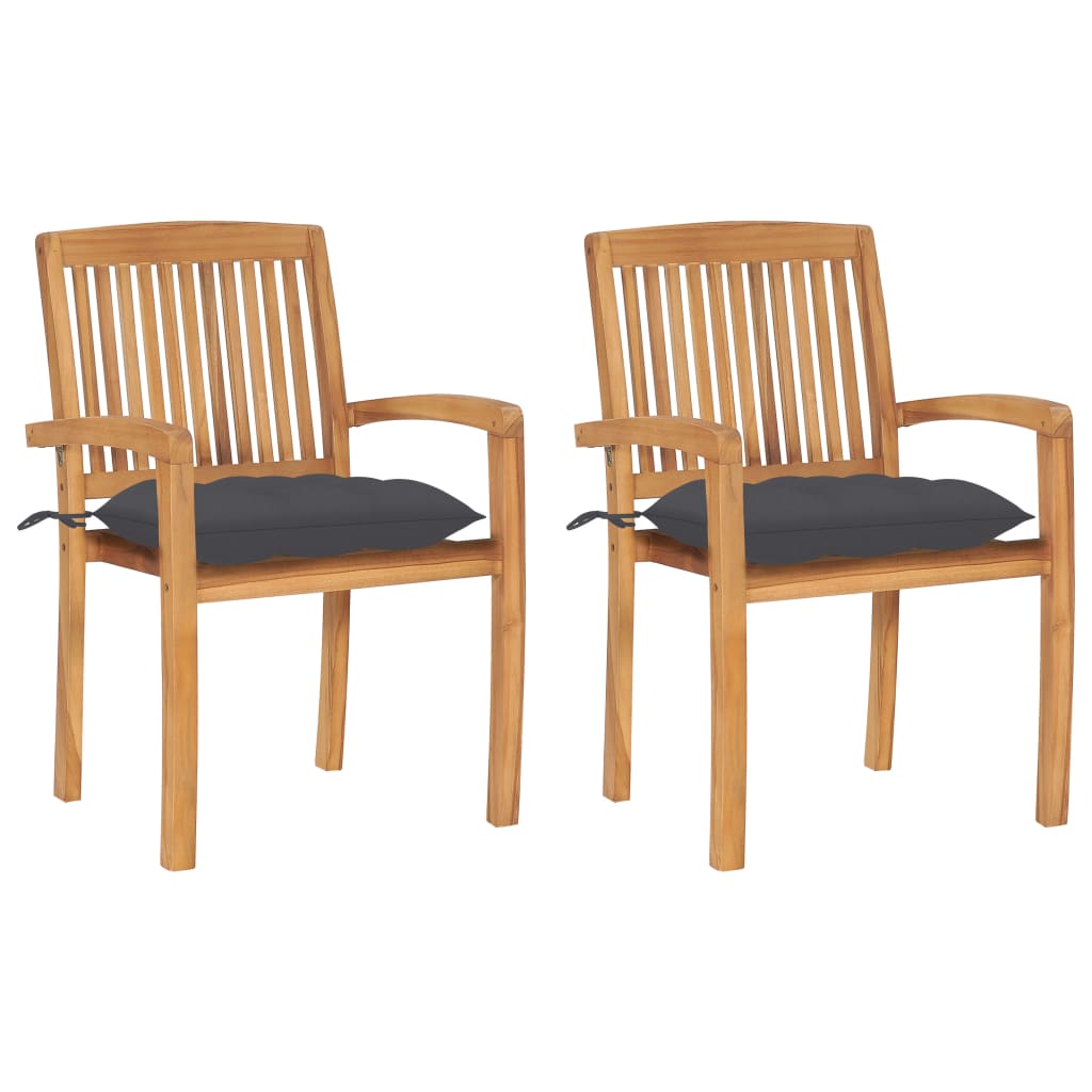 Patio Chairs With Cushions Solid Teak Wood Taupe 3063260