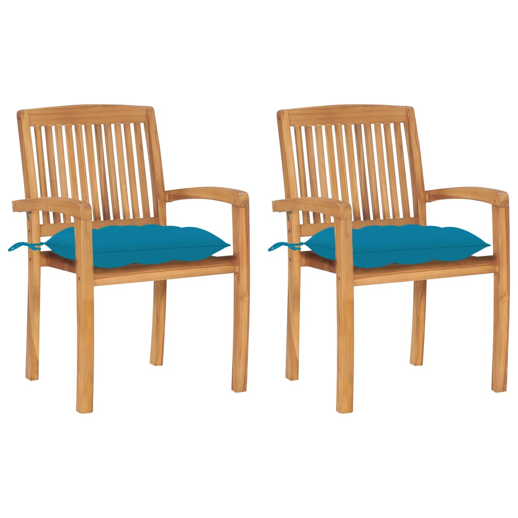 Patio Chairs With Cushions Solid Teak Wood Beige 3063270