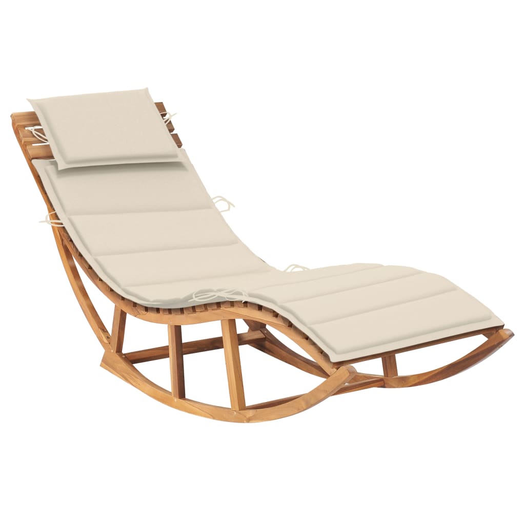Rocking Sun Lounger With Cushion Solid Teak Wood Ant 3063333