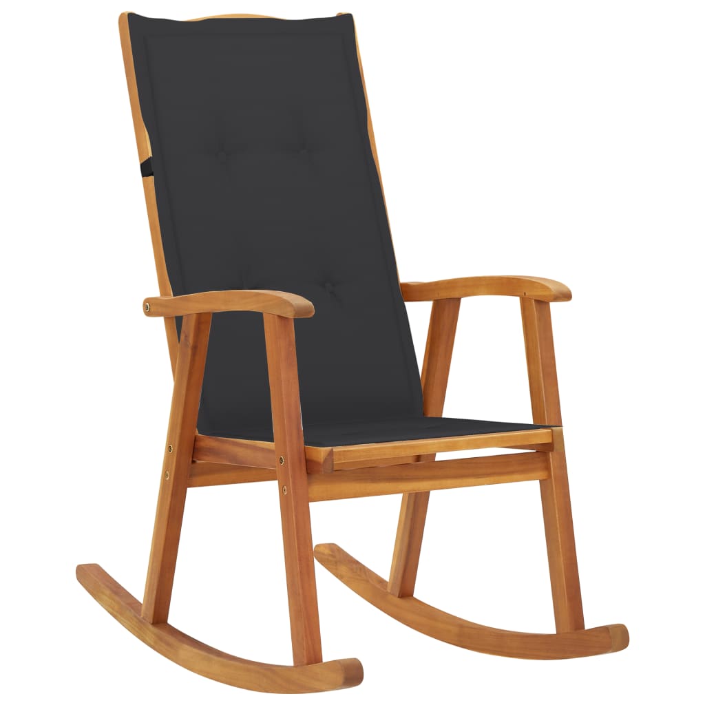 Rocking Chair With Cushions Solid Acacia Wood Brown 3064179