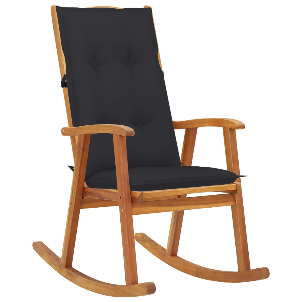 Rocking Chair With Cushions Solid Acacia Wood Brown 3064194