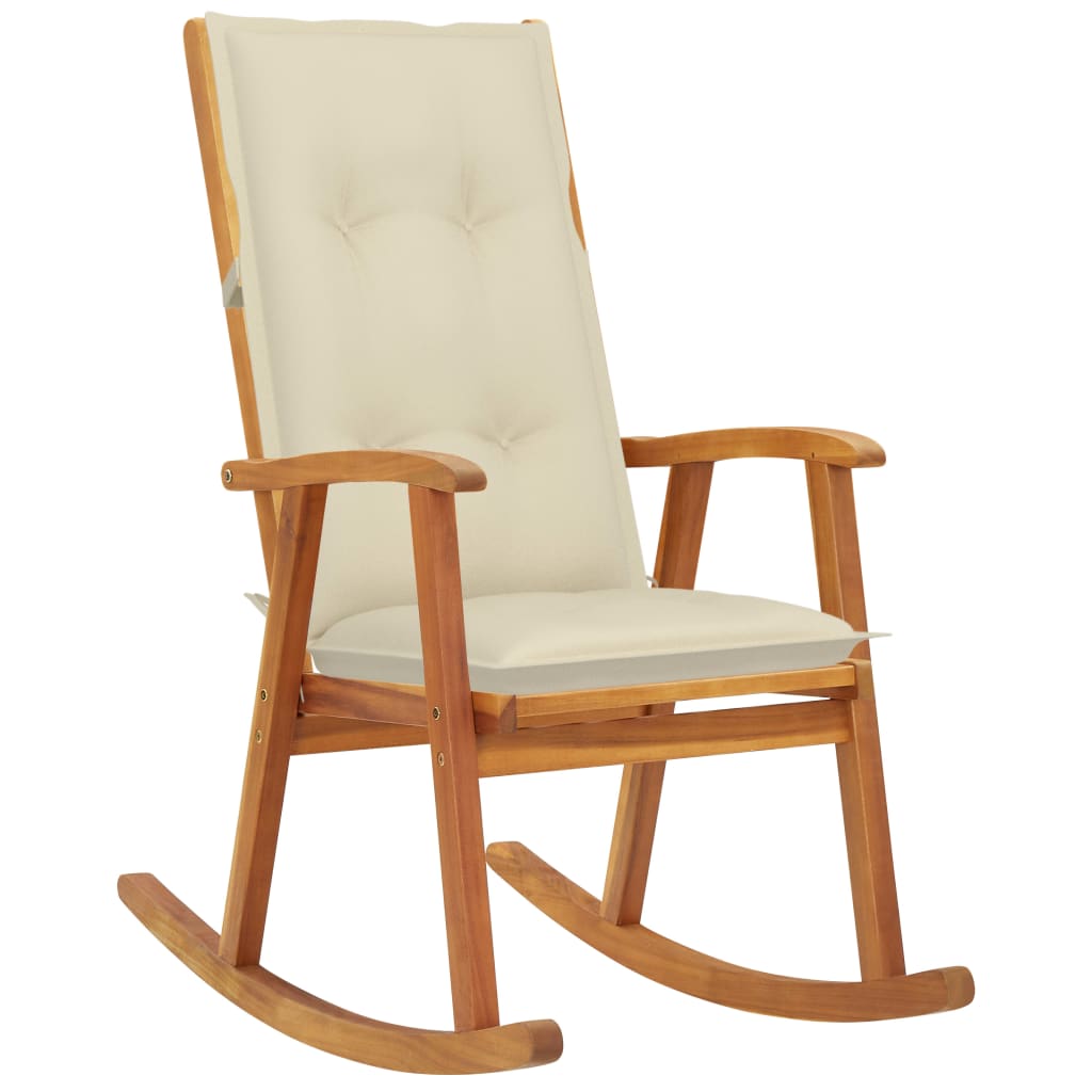 Rocking Chair With Cushions Solid Acacia Wood Brown 3064194