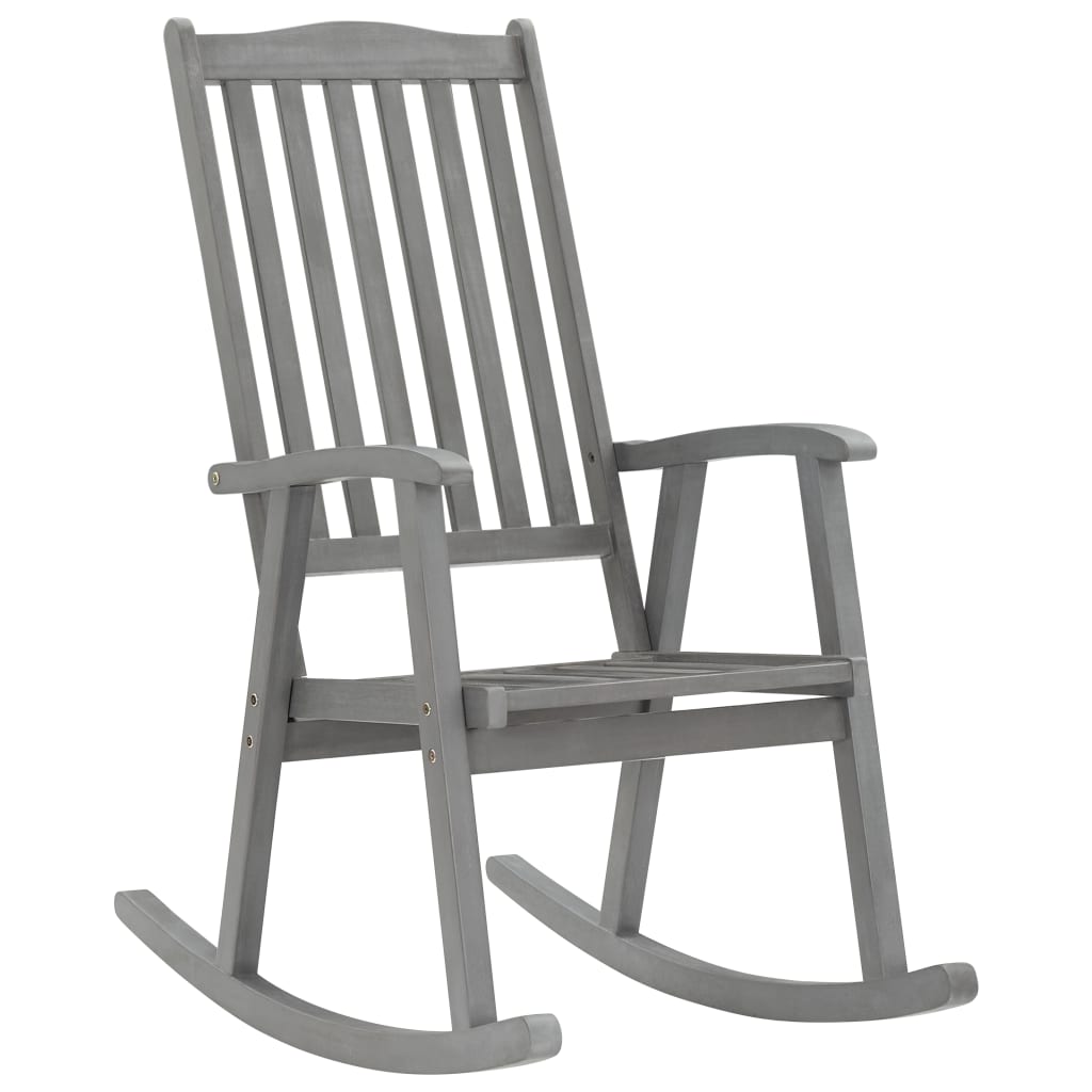 Rocking Chair With Cushions Gray Solid Acacia Wood G 3064209